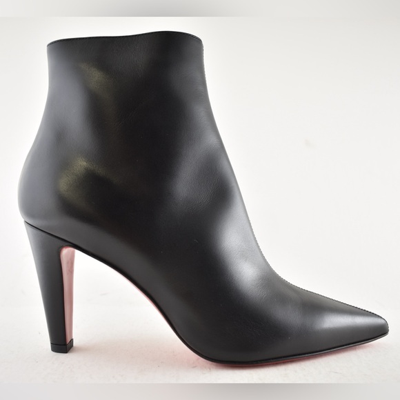 Christian Louboutin Vibella Booty 85 Black Calf Leather Pointed Heel Bootie 40.5 - Picture 2 of 13